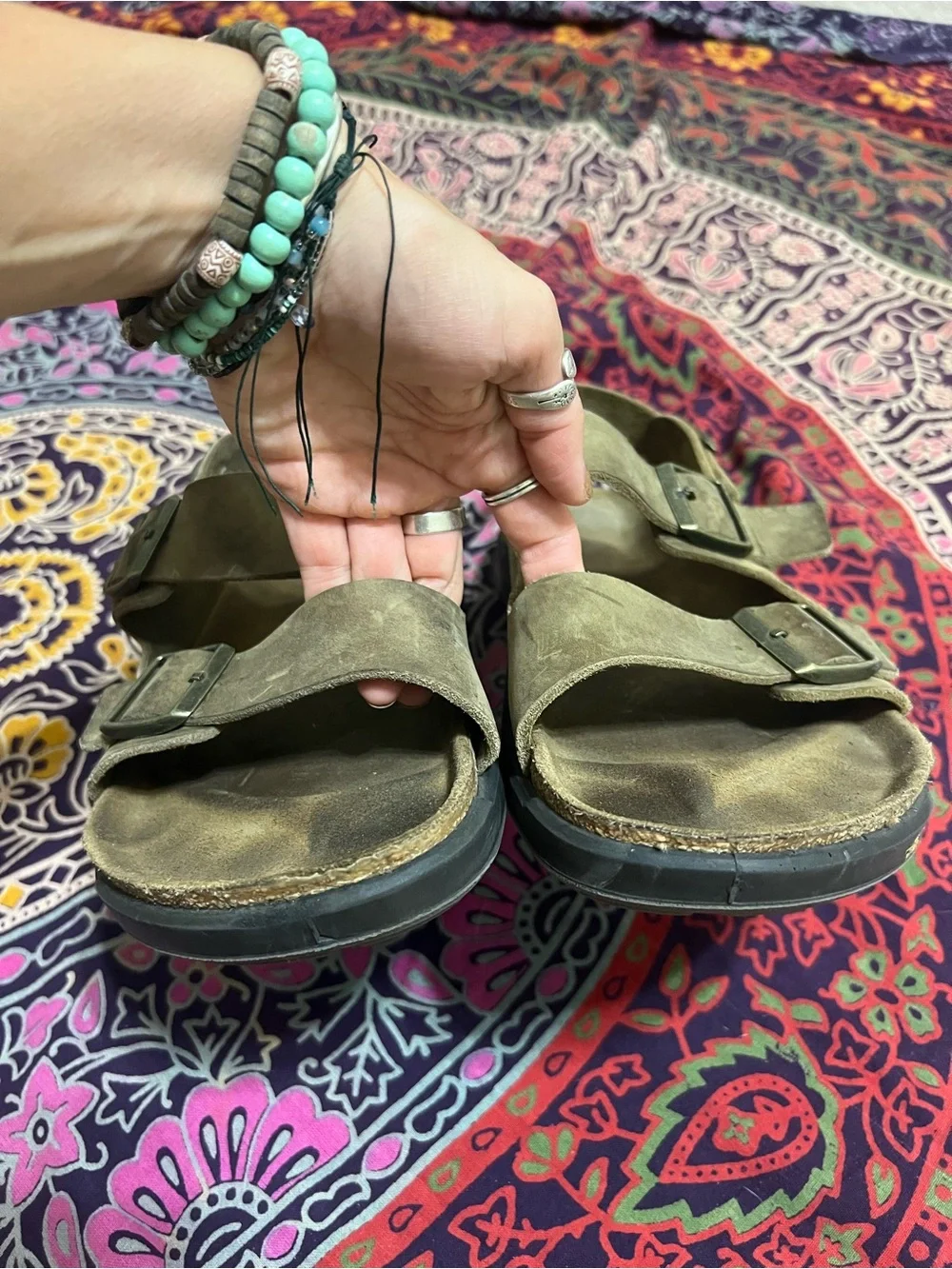 Birkenstock Milano crosstown Rugged Leather Sandals Khaki size 44